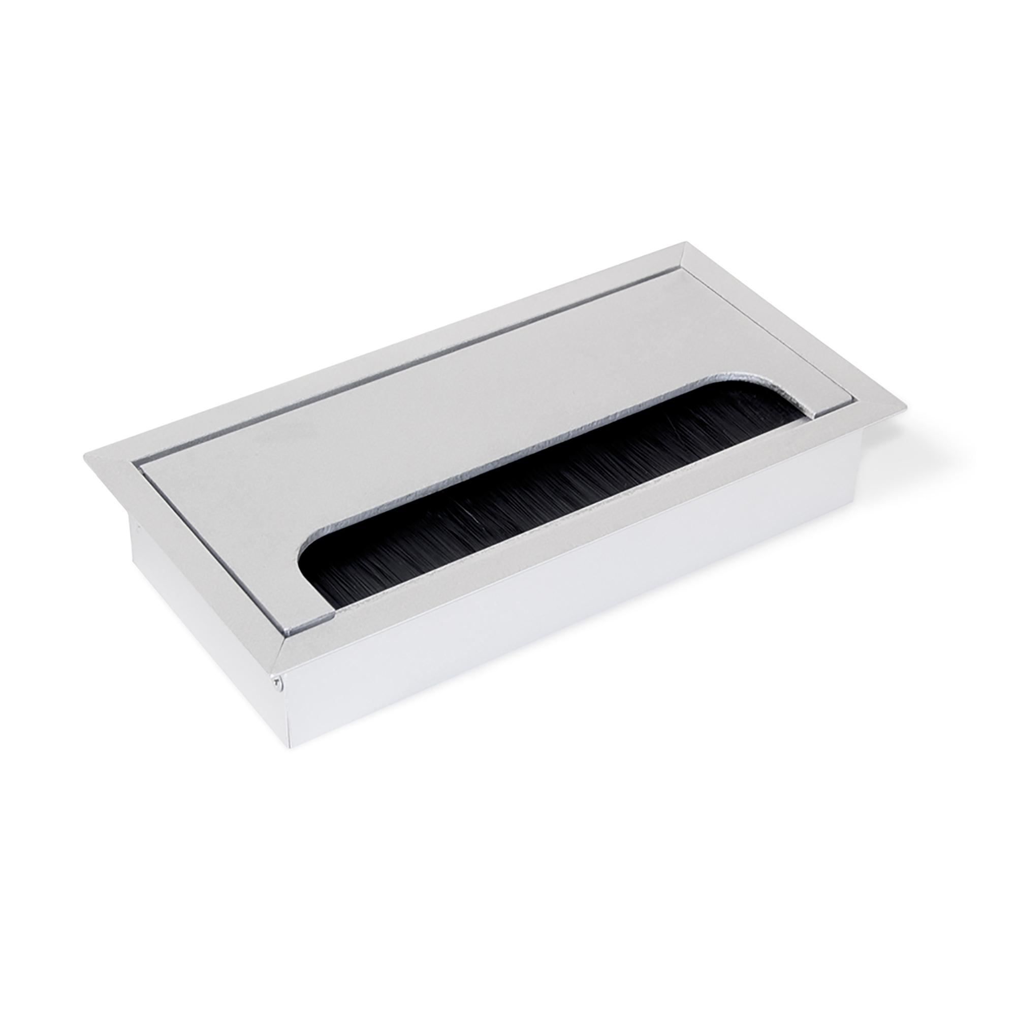 Pasacables macizo de alta calidad de zamak, Ø80 mm para escritorio con  junta de cepillo, superficie: aspecto de aluminio. Guía de cable de mesa