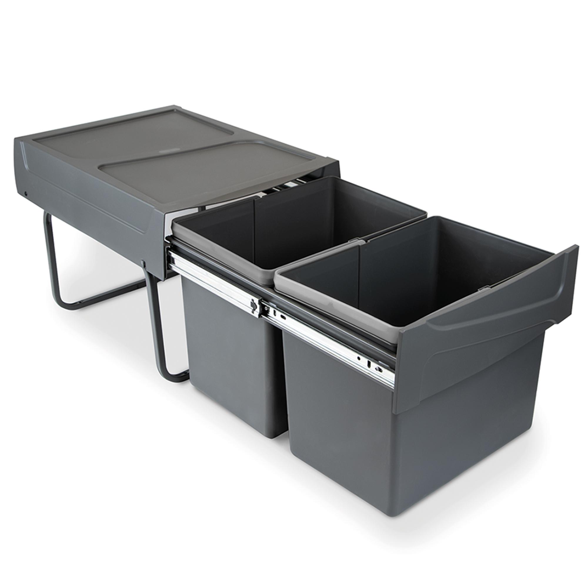 Cubo de basura y reciclaje extraíble - Para instalar en la base de un mueble