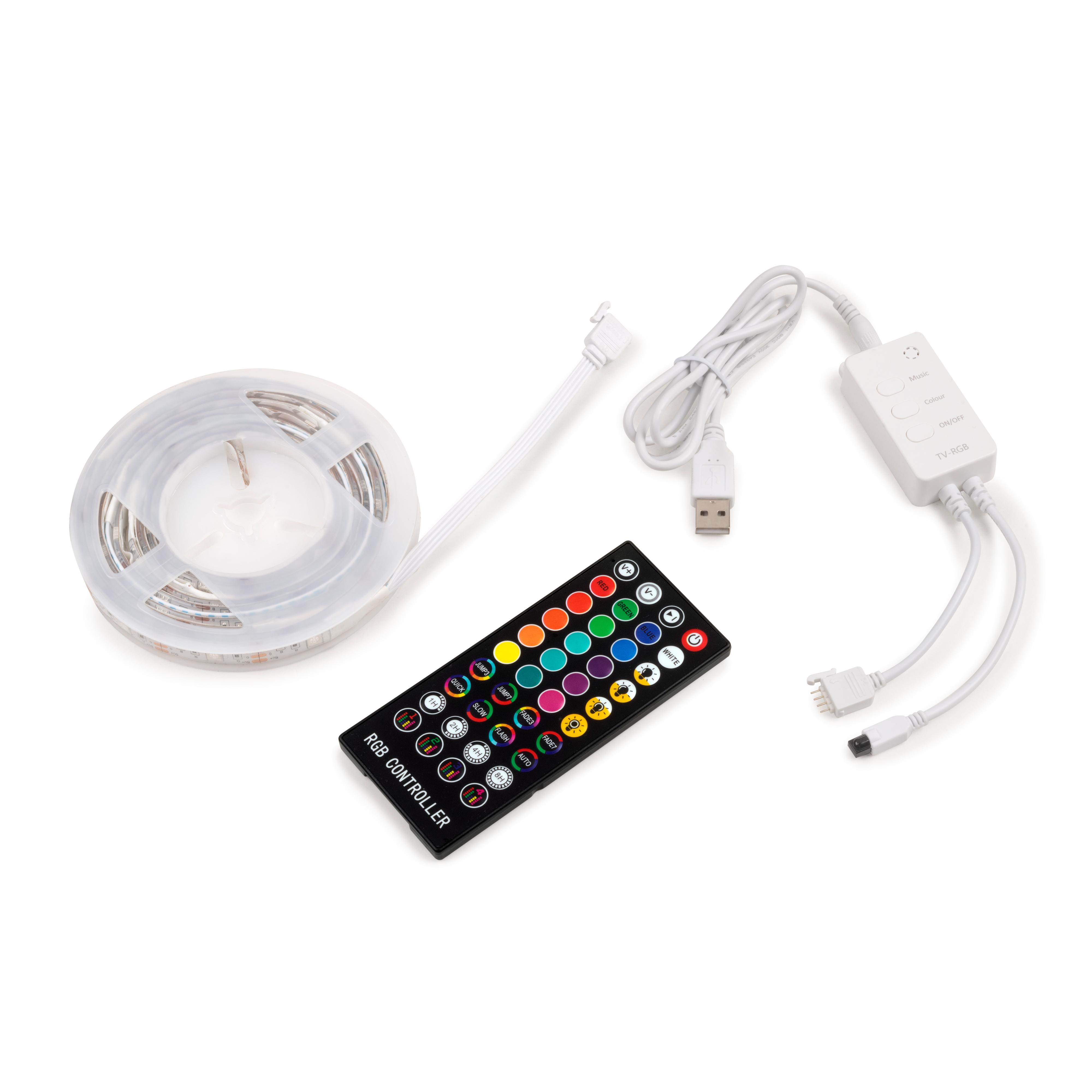 IGWT - Tira de led 5050, RGB, 2mts, con control, se conecta USB