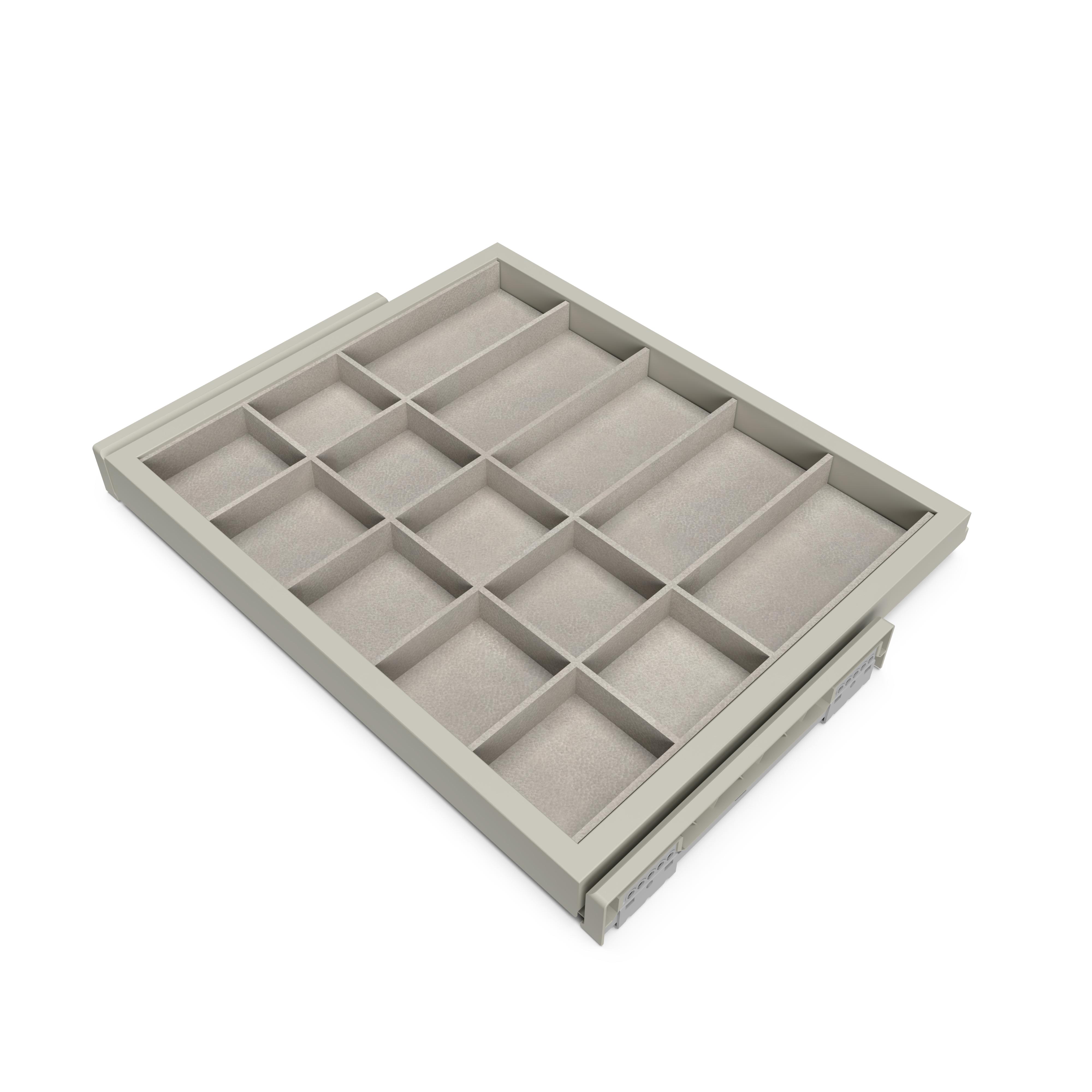 Kit de cajón organizador y bastidor de guías con cierre suave para armario,  regulable, módulo 600mm, Negro texturizado y gris piedra