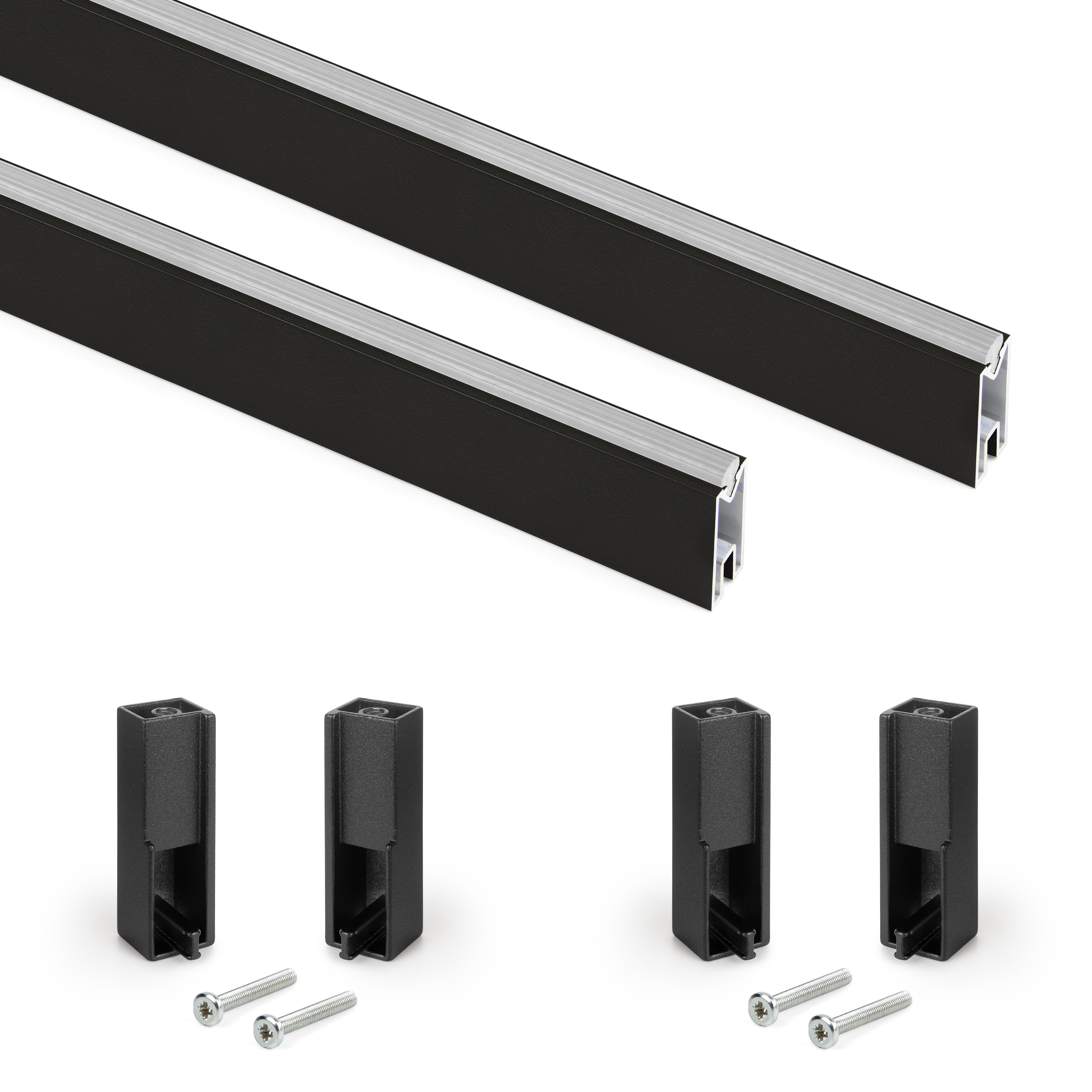 Kit barra armario y soportes laterales acabado negro para ancho 40