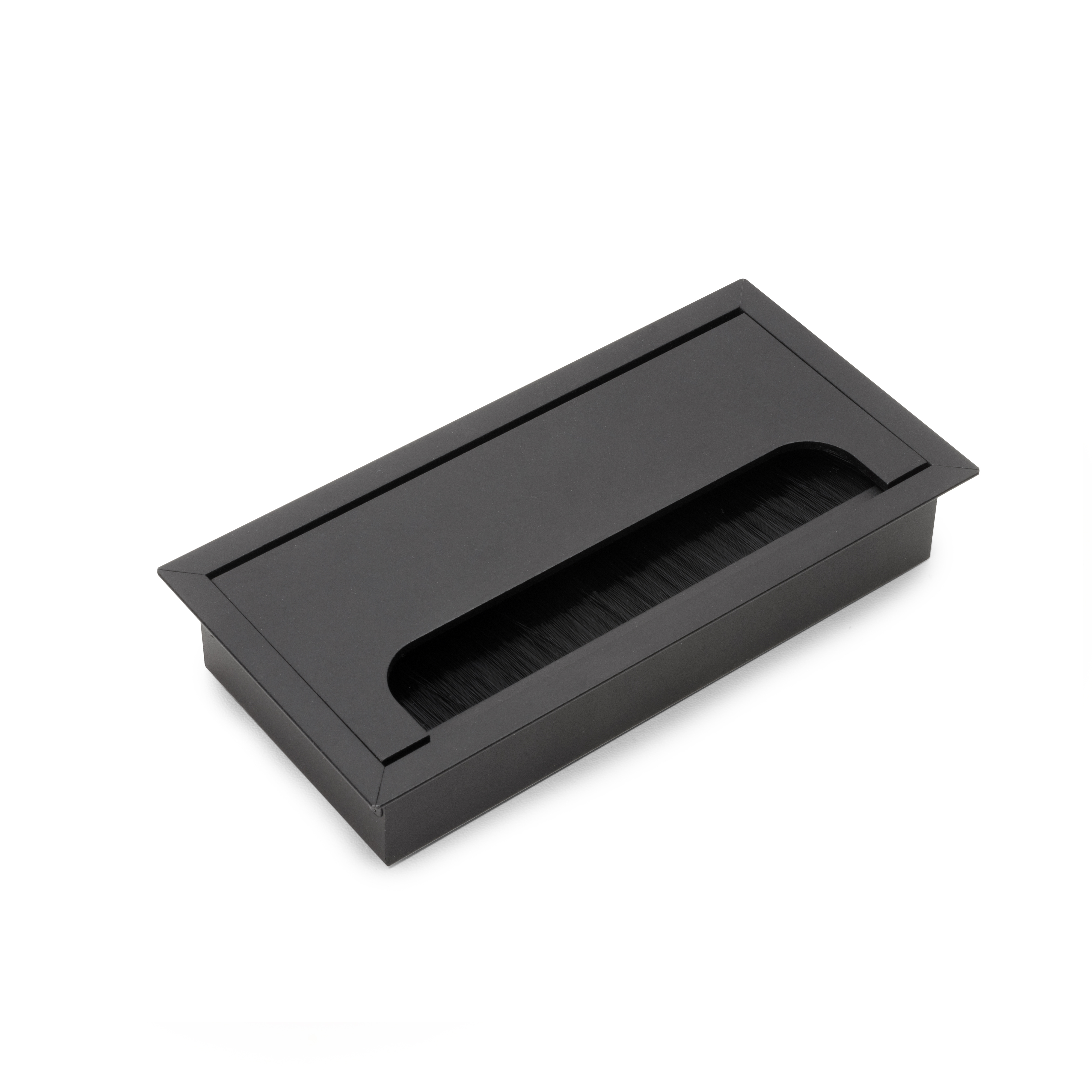Pasacables macizo de alta calidad de zamak, Ø80 mm para escritorio con  junta de cepillo, superficie: aspecto de aluminio. Guía de cable de mesa