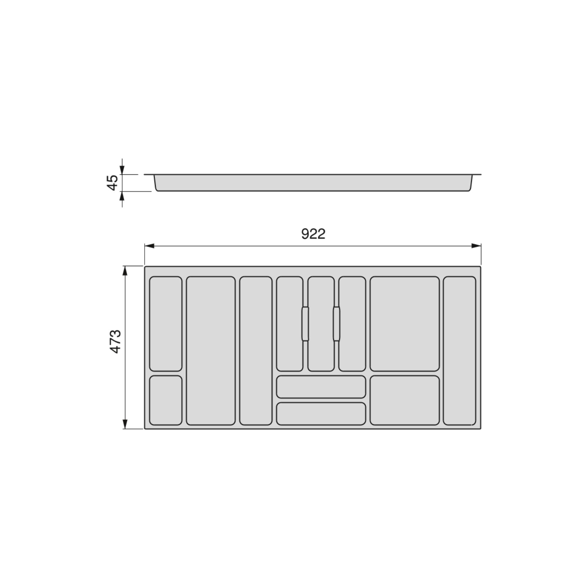 Emuca Cubertero Optima para cajón de cocina Vertex/Concept 500, módulo  1.000 mm, Tablero: 16mm, Plástico, blanco - Ferretería Campollano